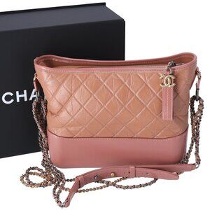 CHANEL Gabrielle Medium Hobo Bag A93824 Salmon Pink Aged Calfskin